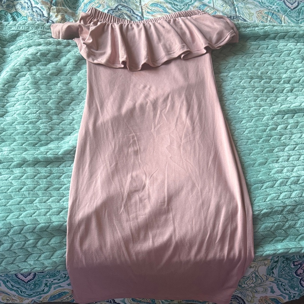 Strapless Pink Ruffle Dress